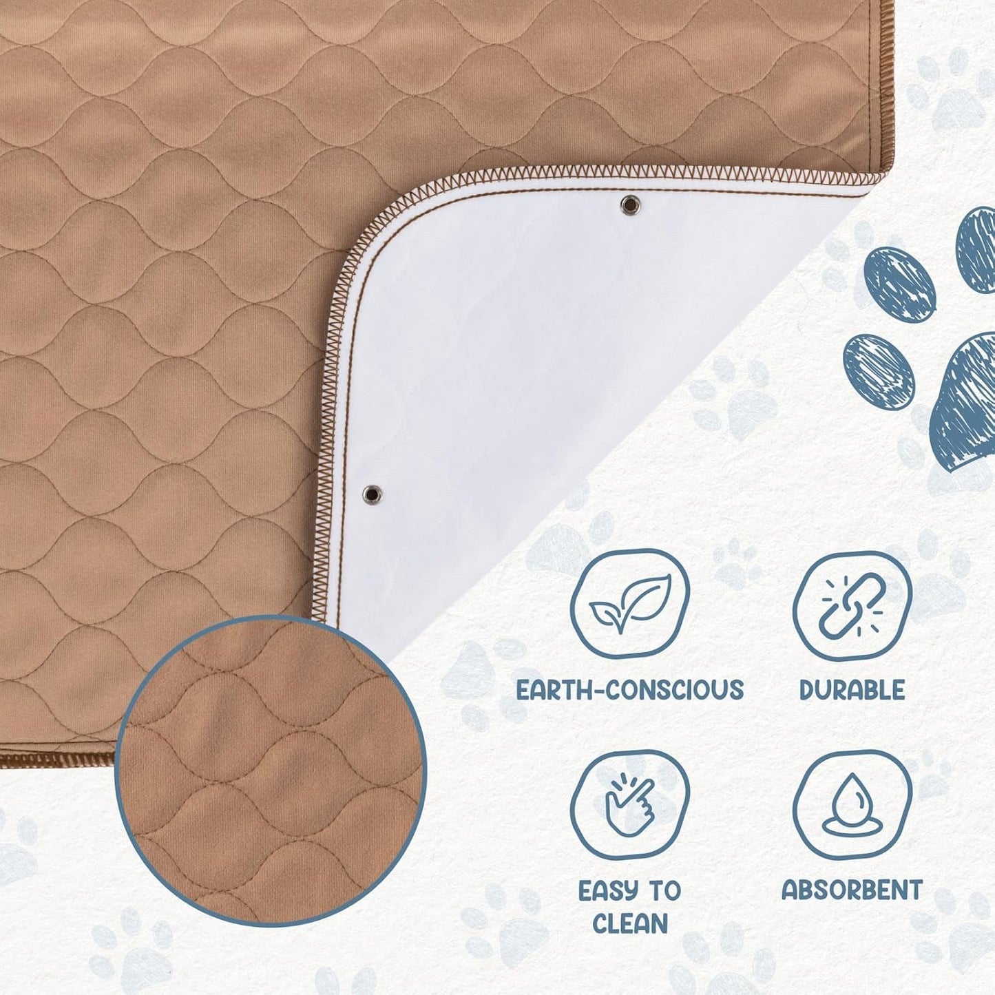 Reusable Dog Pee Pads - Waterproof Training Pads for Dogs - Washable & Sanitary - Rounded Corners - Laminated, Lightweight, Durable - Pet Essentials for Puppy Training and Whelping - 48" X 60"